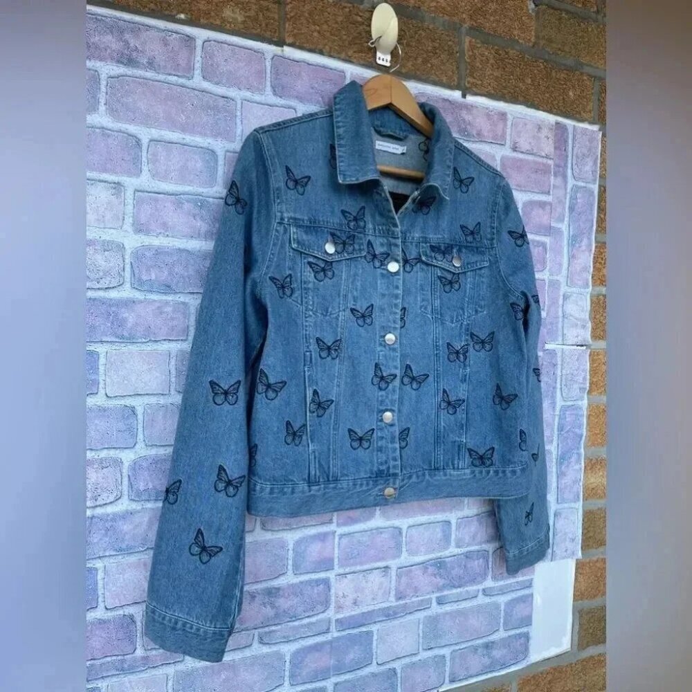SAMANTHA SIPOS Good Vibes Denim Jacket large - Picture 5 of 13